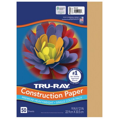 Tru-Ray 9 x 12 Construction Paper, Almond, 50 Sheets/Pack, 5 Packs/Bundle (PAC103067-5)
