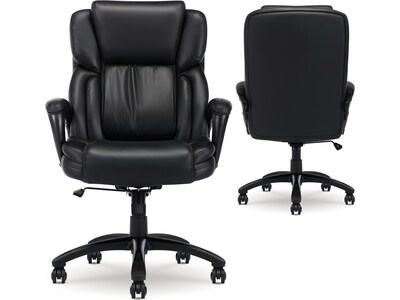 Serta Garret Ergonomic Bonded Leather Swivel Executive Chair, Space Black (43520E)