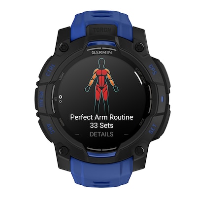 Garmin Instinct 3 Smartwatch, GPS, 45mm, Black & Bolt Blue Silicone Band (010-02936-03)