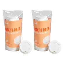 Two Each Perk™ Plastic Hot Cup Lid, 10/12/16 Oz., White, 50/Pack (PK54369)