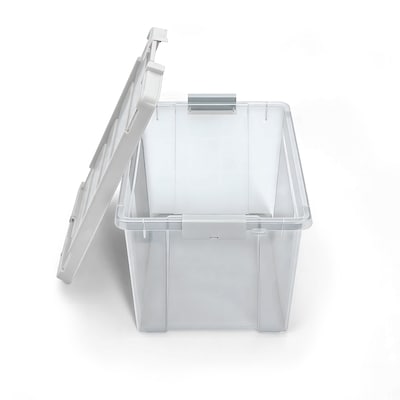 TRU RED 78.4 Qt Storage Bin with Latching Lid, Clear Plastic Tote, Large Stackable Storage Organizer