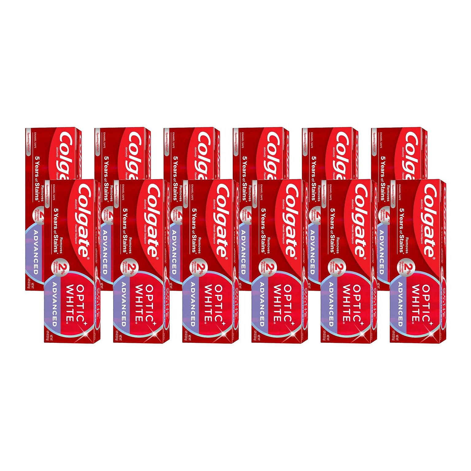 Colgate Optic Advanced White Sparkling Mint Toothpaste,  0.75 oz Tube, 12 Tubes/Bag, 12 Bags/Carton