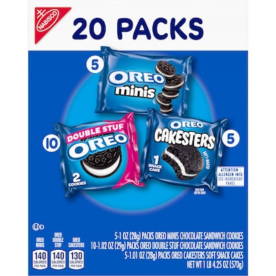 Oreo Lovers Cookies Variety Pack, 4.25 oz., 20 Packs/Box (MOZ08588)