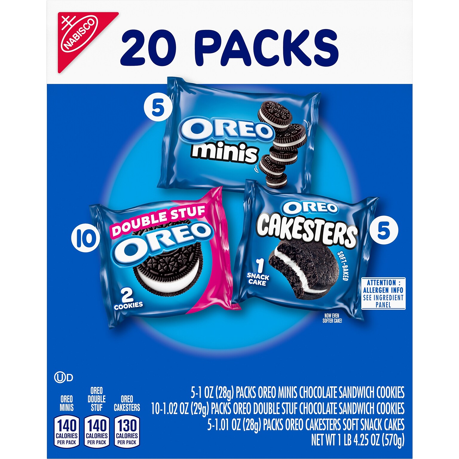 Oreo Lovers Cookies Variety Pack, 4.25 oz., 20 Packs/Box (MOZ08588)