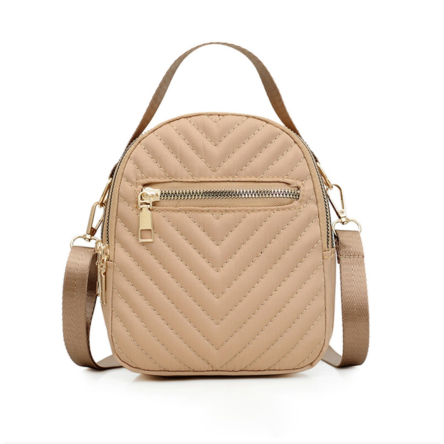 Nicci Polyester Cross-Body Quilted Bag, Nude (CB3240510C-NUD)
