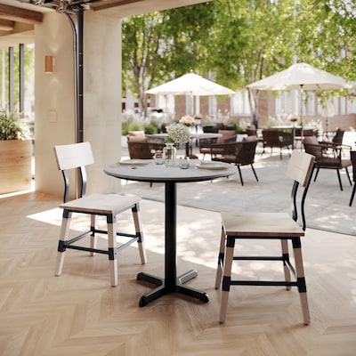 Flash Furniture Acadia 31.25 Round Wooden Dining Table with X-Base, Gray Faux Concrete/Black Base (STRD31CGT2222)