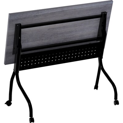 Lorell 48W x 23.6D Foldable Flip Top Training Table, Melamine, With Wheels, Charcoal (LLR59489)