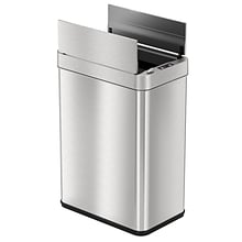 iTouchless Stainless Steel Wings Open Lid Sensor Trash Can with AbsorbX Odor Control, Silver, 13 gal