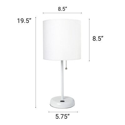 Creekwood Home Oslo 19.5" LED Table Lamp with USB Port, White, 2/Set (CWT-2011-WO-2PK)