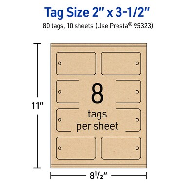 Avery 2" x 3-1/2"  Blank Price & Merchandise Tags, Kraft Brown, 80/Carton (95323-KMT10)