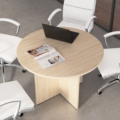 Bush Business Furniture 42"W Round Conference Table, Natural Elm (99TB42RNE)