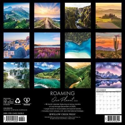 2026 Willow Creek Roaming Our Planet 12 x 12 Monthly Wall Calendar (56080)