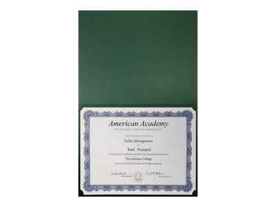 Better Office Certificate Holders, 8.75" x 11.25", Green/Gold, 25/Pack (65258-25PK)