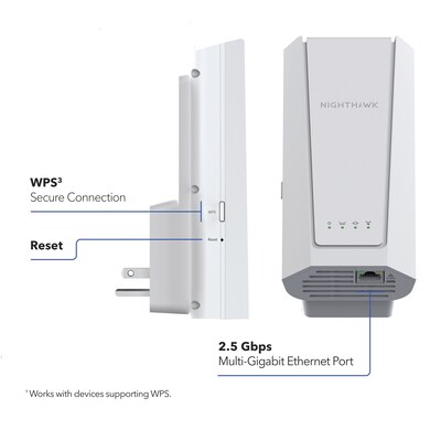 Netgear Nighthawk BE5000 Dual Band WiFi 7 Extender, Wall-plug, White (EXS27-100NAS)