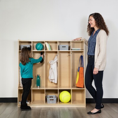 Flash Furniture 48"H x 48"L Wooden 5 Section School Coat Locker, Natural (MKLCKR001)