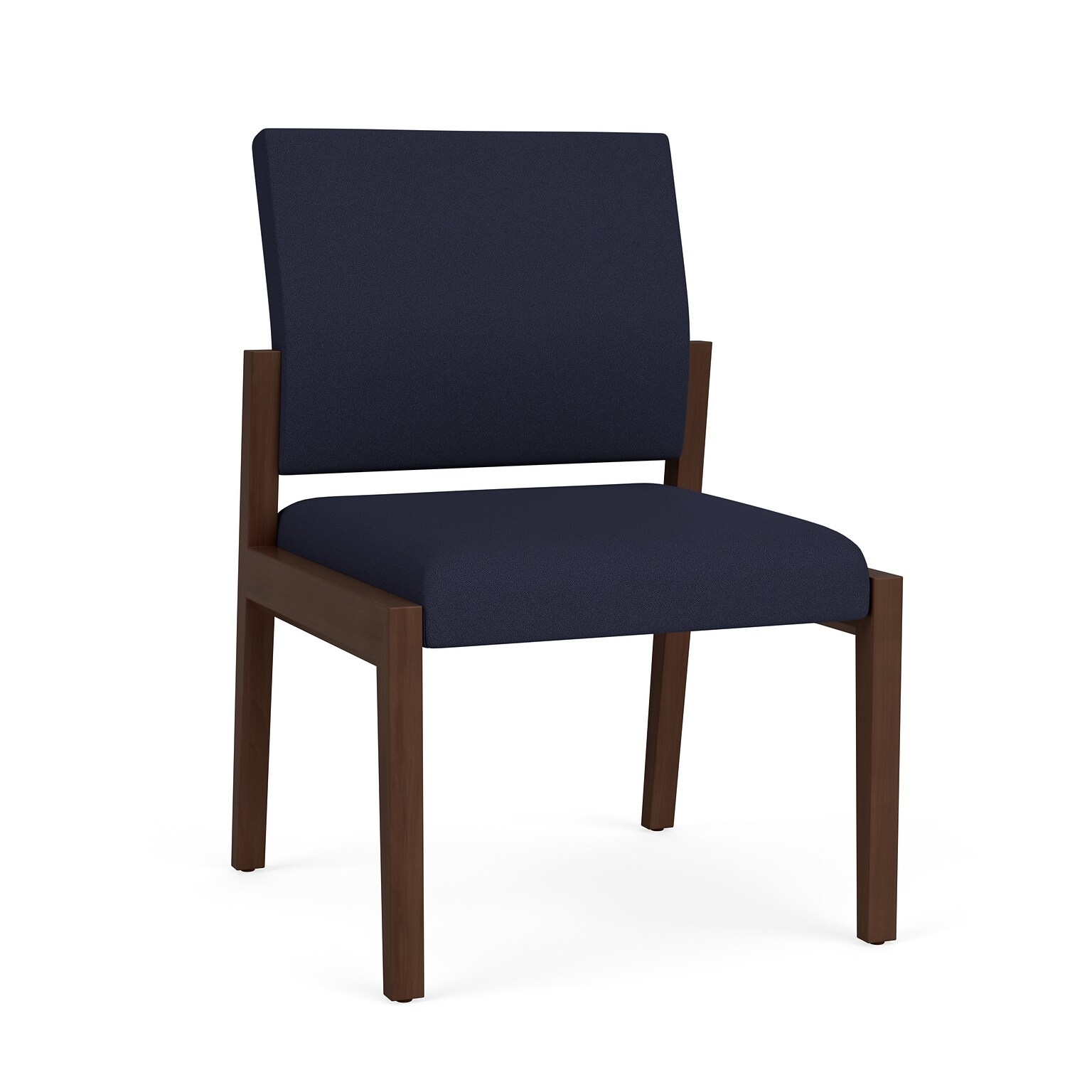 Lesro Brooklyn Fabric Guest Chair, Armless, Open House Navy/Walnut (BK1102.WWL-01OHNA)
