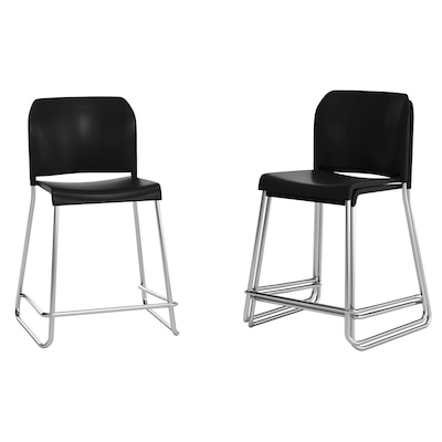 Flash Furniture Hercules Kenai Classic Plastic Stacking Full Back Counter Stools, Black, 3-Pieces (3RUT239AHCSBKCR)
