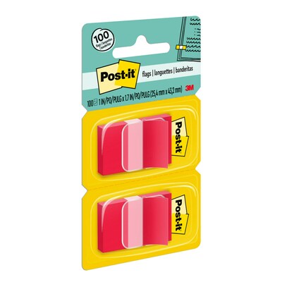 Post-it Flags, 1" Wide, Red, 100 Flags/Pack (680-RD2)