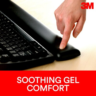 3M™ Gel Wrist Rest for Keyboard and Mouse, Black, Easy Clean Cover, Anti-microbial Product Protection (WR340LE)
