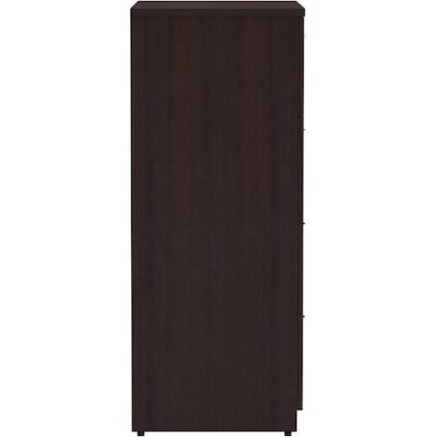 Lorell Essentials 4-Drawer Lateral File Cabinet, Letter/Legal Size, Lockable, 54.8"H x 35.5"W x 22"D, Espresso (LLR18274)