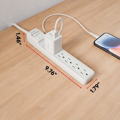 Staples TECH 6-Outlet Surge Protector, 8', 1800 Joules, White (ST62767)
