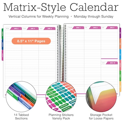 2027 Excello Brands 8.5" x 11" Weekly & Monthly Planner, Paperboard Cover, Rainbow Gold Marble (ORY27-FSH58-53)