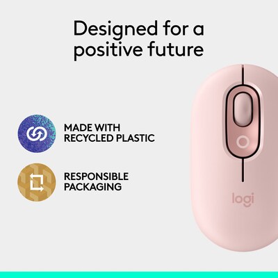 Logitech POP Wireless Ambidextrous Optical Mouse, Rose (910-007409)
