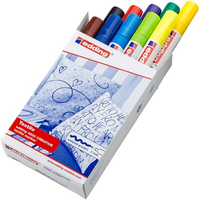 edding 4500 Series Water Based Textile Marker, Fine Bullet Tip, Assorted Basic Colors, 10/Pack (EDD44500999)