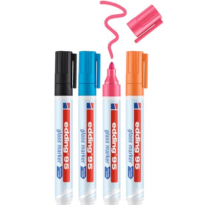 edding 95 Series Water Based Glass Marker, Assorted Colors, 4/Pack (EDD4954999)