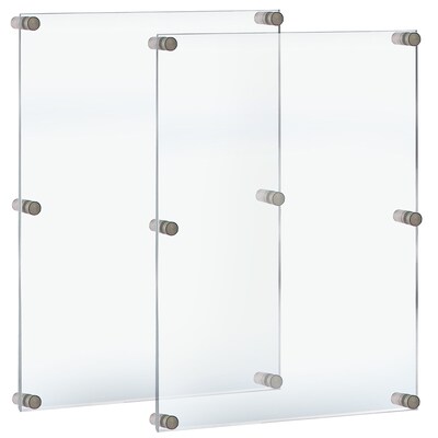 Azar Poster Holder, 28 x 40, Wall Mounted, Silver, Acrylic, 2/Pack (105536-GS-2PK)