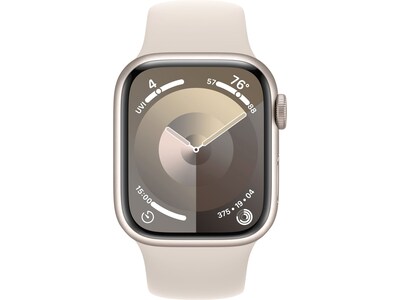 Apple Watch Series 9 (GPS) Smartwatch, 41mm, Starlight Aluminum Case with Starlight Sport Band, Smal