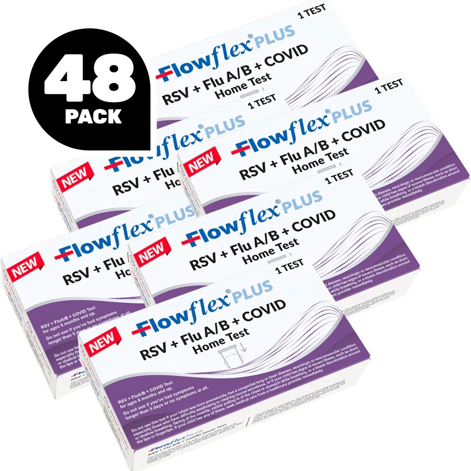 Flowflex Plus 4 in 1 RSV + Flu A/B + Covid Test, 48 Kit/Test