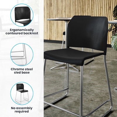 Flash Furniture Hercules Kenai Classic Plastic Stacking Full Back Counter Stool, Black (RUT239AHCSBKCR)