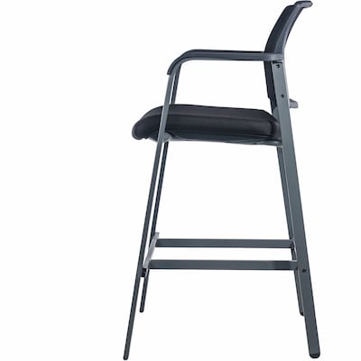 Lorell Contemporary Fabric Full Back Industrial/Shop Stool, Black/Gray (LLR30954)