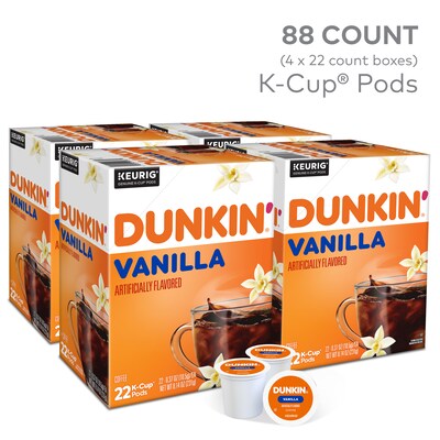 Dunkin' Vanilla Keurig Single Serve K-Cup Coffee Pods, Light Roast, 88/Pods (400847)