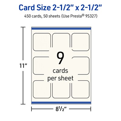 Avery Business Cards, 2-1/2" x 2-1/2", Matte Ivory, 450/Box (95327)