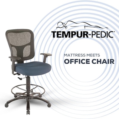 Tempur-Pedic Fabric Drafting Chair with Backrest and Footrest with Lumbar Support, Navy (TP8200-NAVY)