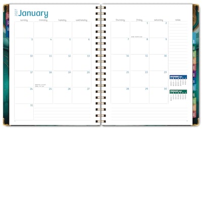 2027 Excello Brands 7.8" x 9" Weekly & Monthly Standard Planner, Paperboard Cover, Teal Gold Marble (FSHN-CY27-79-54)