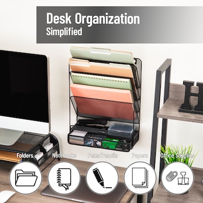 Mind Reader 7-Compartment Metal Desk Organizer, Black (MAGROUND-BLK)