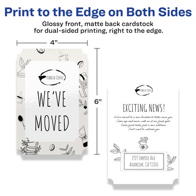 Avery Integrated Cards, 4" x 6", Glossy White, 100/Box (95275)