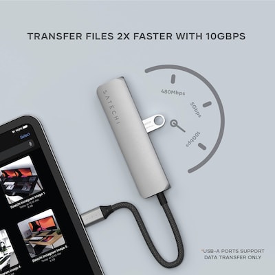 Satechi Slim 4-in-1 4K 4-Port USB-C Hub, Space Gray (ST-P4SM)