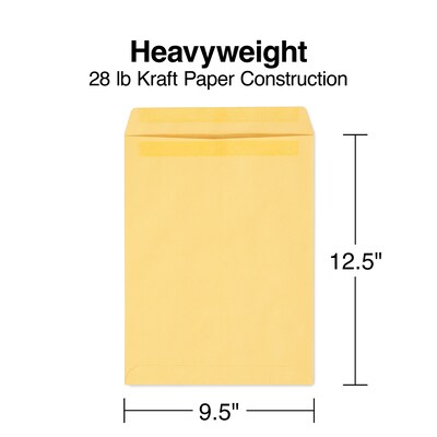 Staples® Self-Sealing Kraft Catalog Envelopes; 9-1/2" x 12-1/2", Brown, 100/Box (17066)