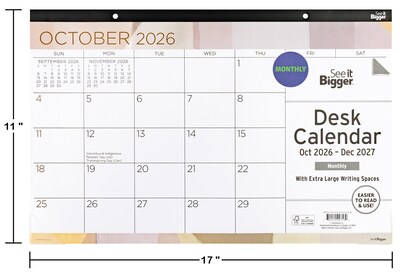 2026-2027 Overland Travelware 17" x 11" Monthly Desk Pad Calendar (90716)