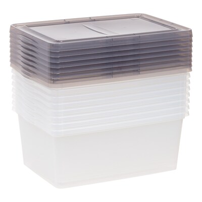 Iris 17 Quart Snap Top Plastic Snap Closure Storage Bin, Clear, 8/Pack (500156)