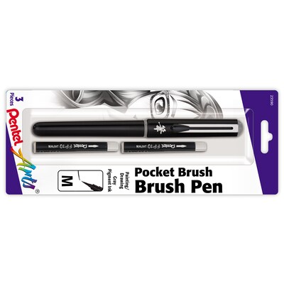 Pentel Arts Refillable Pocket Brush Pen, Gray (PTAGFKP3BPN)