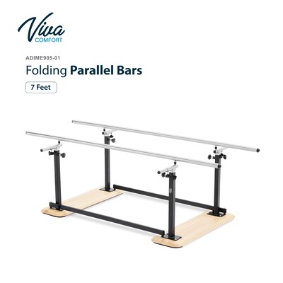 Viva Comfort 7 ft. Foldable Physical Therapy Parallel Bars with Adjustable Height, Matte Black (ADI905-01-MK)