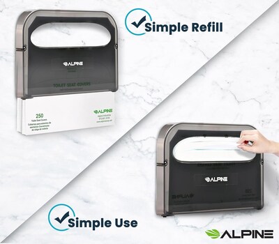 Alpine Industries Toilet Seat Cover Dispenser, Half-Fold, Black, 2/Pack (453-PKG)