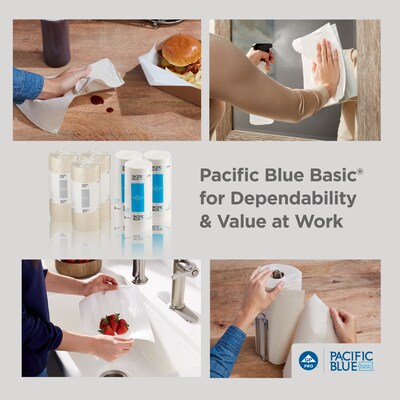 Pacific Blue Basic Paper Towels, 2-ply, 250 Sheets/Roll, 12 Rolls/Carton (28290)