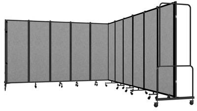 National Public Seating Robo Series 11-Panel Folding Mobile Room Divider, 72"H x 256"W, Grey Fabric (RDB6-11PT02)