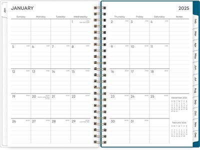 2025 Blue Sky Bakah Blue 5" x 8" Weekly & Monthly Planner, Plastic Cover, White/Blue (137260-25)